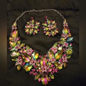 Multicolor Statement Necklace and Earring Set